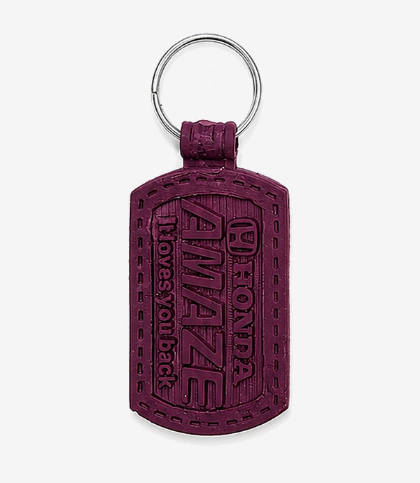 Maroon PVC keychain on a metal split ring