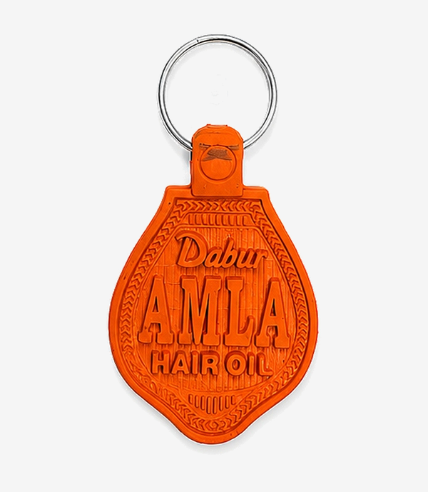 Orange PVC keychain on a metal split ring