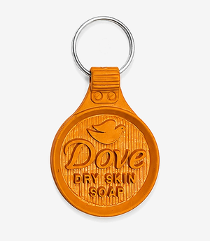 KKM-p03-06-die-moulding-pvc-keychain Orange PVC keychain on a metal split ring
