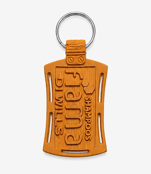 KKM-p04-02-die-moulding-pvc-keychain Orange PVC keychain on a metal split ring