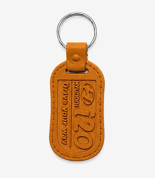 Orange PVC keychain on a metal split ring
