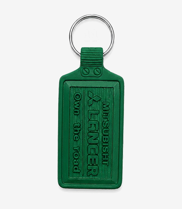 KKM-p04-05-die-moulding-pvc-keychain Green PVC keychain on a metal split ring