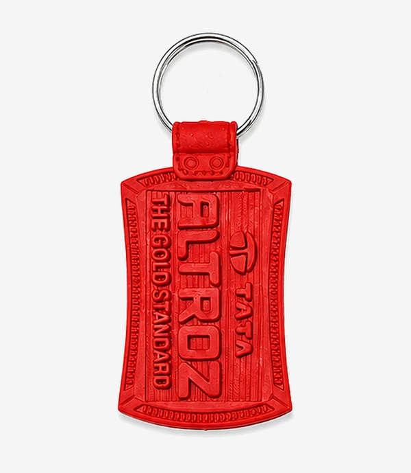 Red PVC keychain on a metal split ring