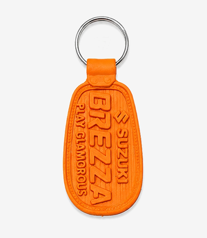 KKM-p06-02-die-moulding-1st-quality-pvc-keychain Orange PVC keychain on a metal split ring