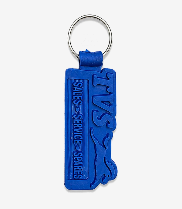 KKM-p07-04-die-moulding-two-wheeler-pvc-keychain Blue PVC keychain on a metal split ring