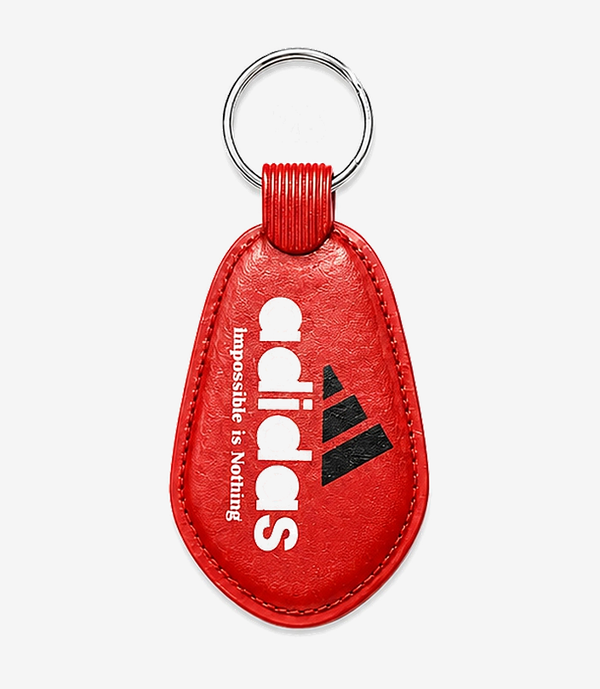 Red ABS keychain on a metal split ring