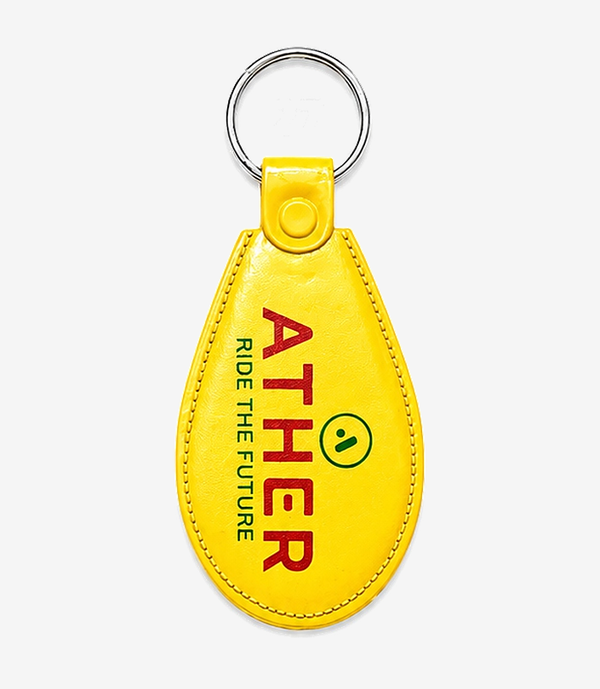 Yellow ABS keychain on a metal split ring