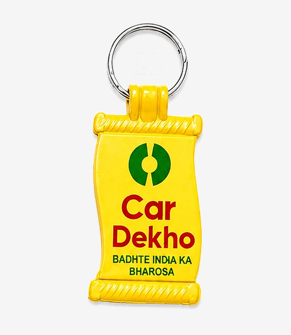 Yellow ABS keychain on a metal split ring
