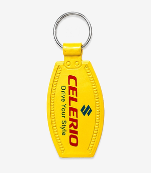 Yellow ABS keychain on a metal split ring
