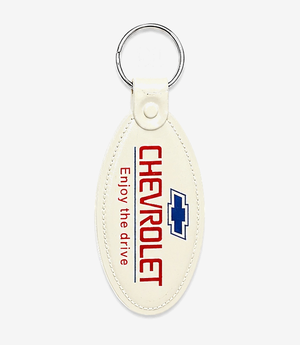 White ABS keychain on a metal split ring