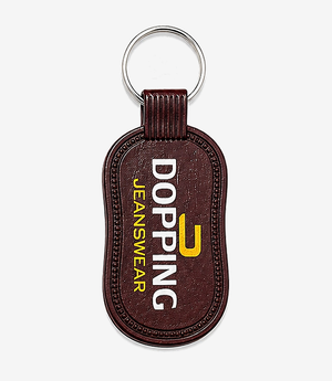 Red ABS keychain on a metal split ring
