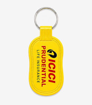 Yellow ABS keychain on a metal split ring