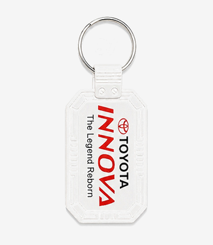 White ABS keychain on a metal split ring
