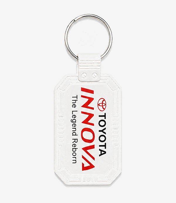 White ABS keychain on a metal split ring