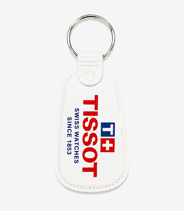White ABS keychain on a metal split ring