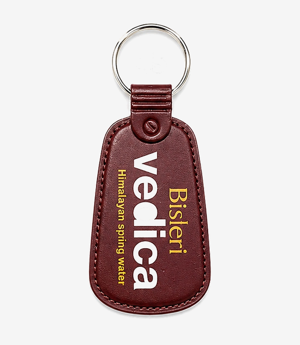 Maroon ABS keychain on a metal split ring