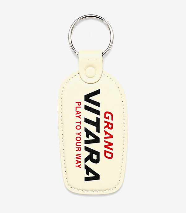 White ABS keychain on a metal split ring