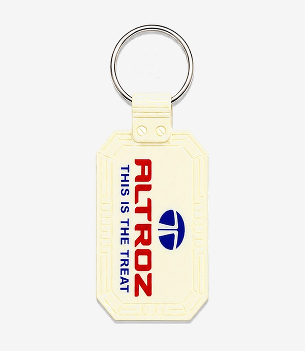 White ABS keychain on a metal split ring