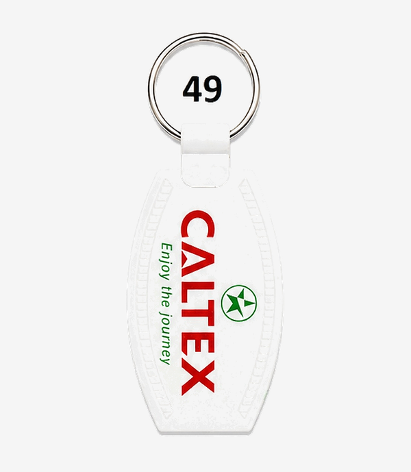 KKM-p12-02-abs-double-sided-laminated-keychain White ABS keychain on a metal split ring