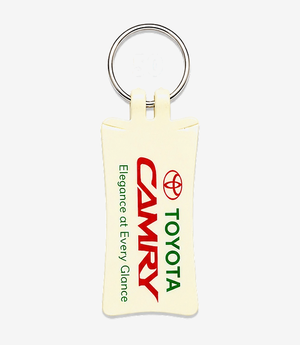 White ABS keychain on a metal split ring