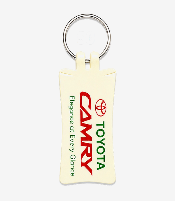 White ABS keychain on a metal split ring