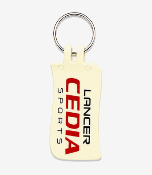 Red ABS keychain on a metal split ring