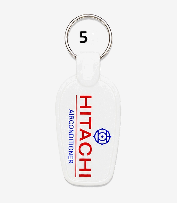 KKM-p13-05-abs-double-sided-laminated-keychain White ABS keychain on a metal split ring