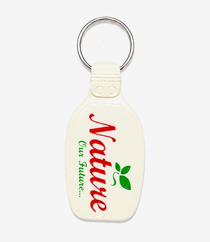 White ABS keychain on a metal split ring