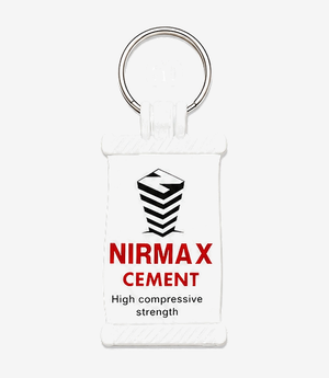Grey ABS keychain on a metal split ring