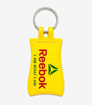 Yellow ABS keychain on a metal split ring