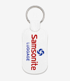 White ABS keychain on a metal split ring