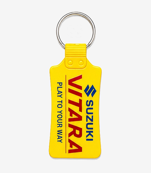 Yellow ABS keychain on a metal split ring
