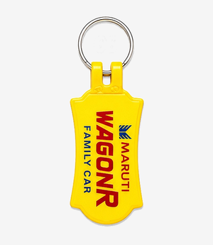 Yellow ABS keychain on a metal split ring