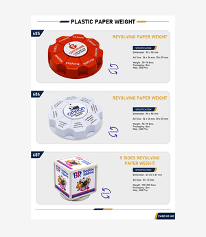 KKM-p140-xxx-plastic-paper-weight-y84 White plastic paper weight