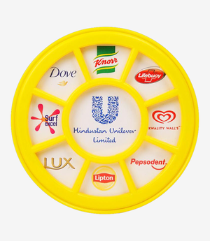 Yellow plastic paper weight