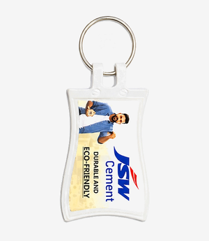 Yellow ABS keychain on a metal split ring