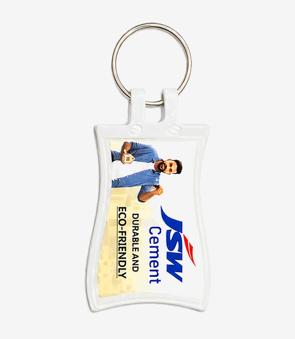 Yellow ABS keychain on a metal split ring