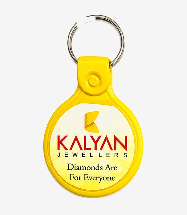KKM-p16-01-abs-digital-printed-laminated-keychain Yellow ABS keychain on a metal split ring