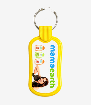 Yellow ABS keychain on a metal split ring