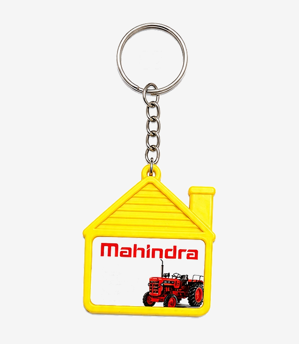 Yellow plastic keychain on a metal split ring