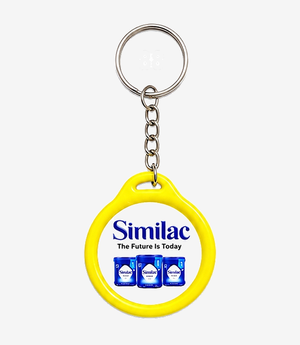 Yellow plastic keychain on a metal split ring
