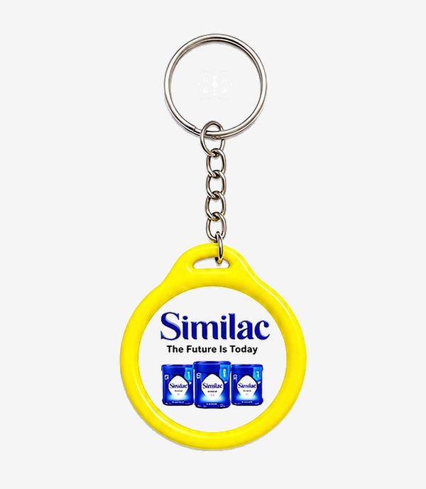 Yellow plastic keychain on a metal split ring