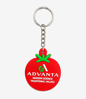 KKM-p20-02-silicon-keychain-embossed-single-side Red silicone keychain on a metal split ring