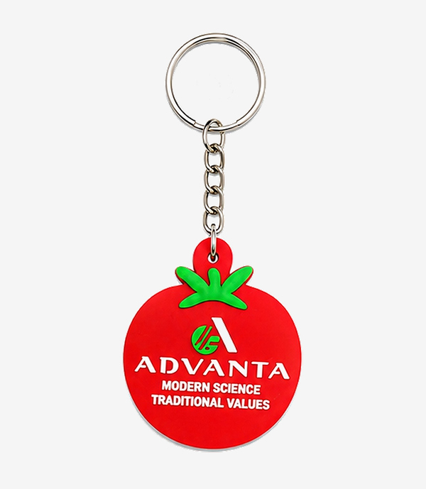 KKM-p20-02-silicon-keychain-embossed-single-side Red silicone keychain on a metal split ring