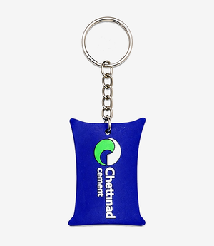 KKM-p20-03-silicon-keychain-embossed-single-side Blue silicone keychain on a metal split ring
