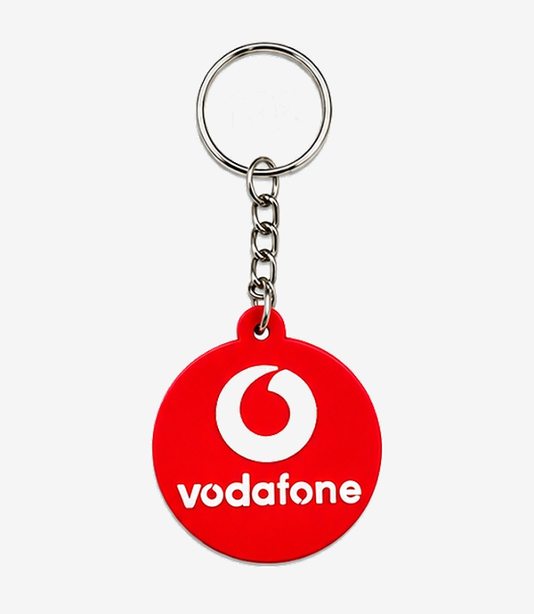 Red silicone keychain on a metal split ring