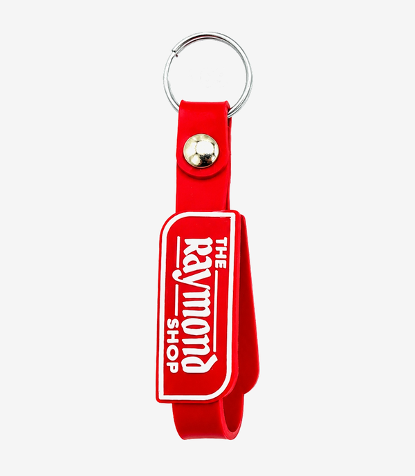 Red silicone keychain on a metal split ring