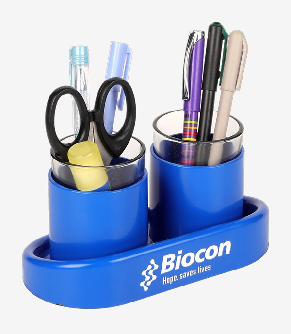 Blue pen stand