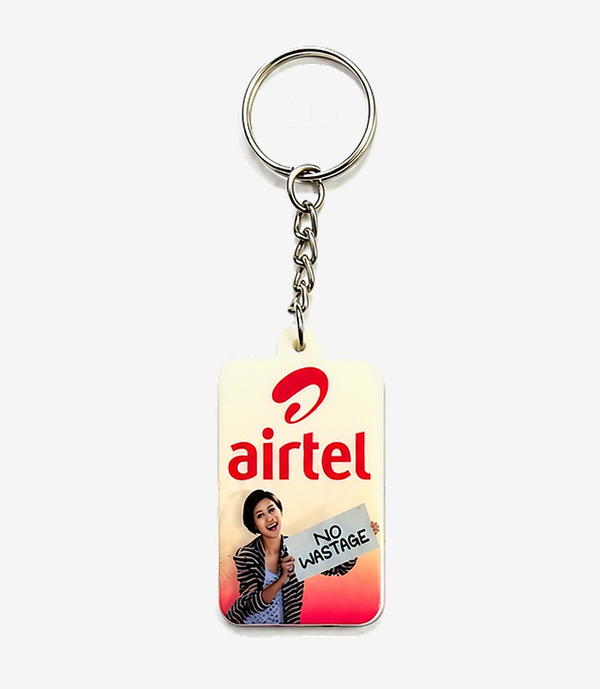 Red silicone keychain on a metal split ring