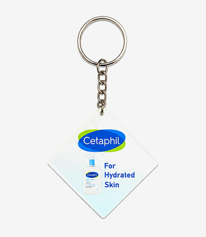 Blue acrylic keychain on a metal split ring